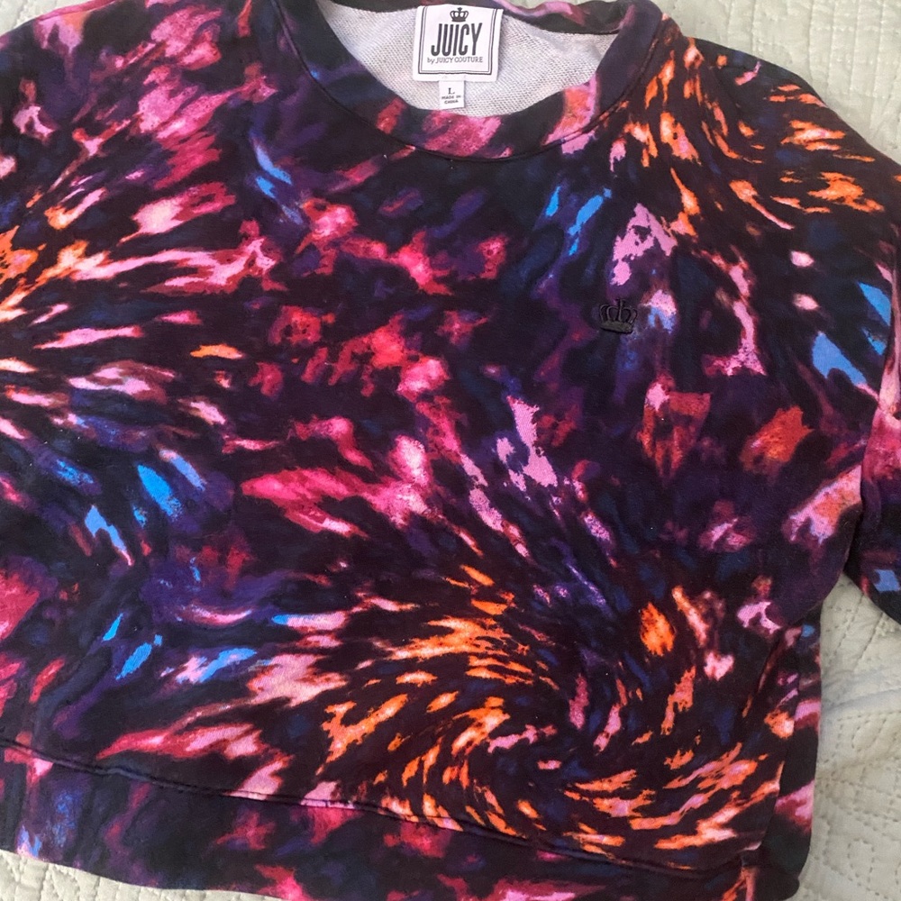 Juicy couture tie dye pullover sweatshirt sweater cropped belly shirt comfy